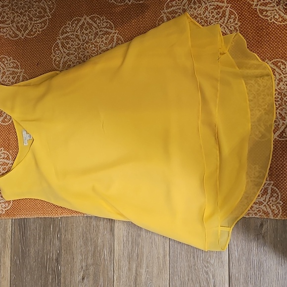 Sleveless Lemon Yellow 3 Layer Chiffon Blouse. - Picture 11 of 14